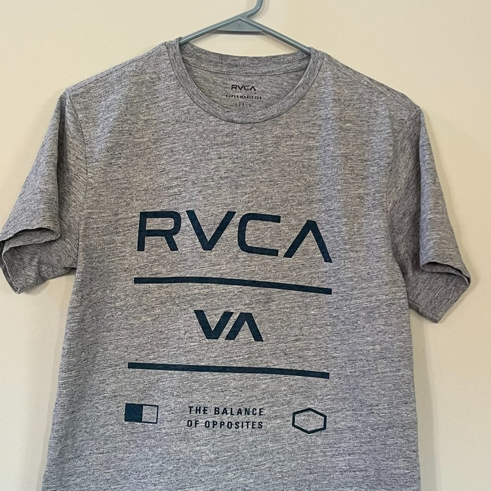 Gray RVCA T shirt small with blue lettering